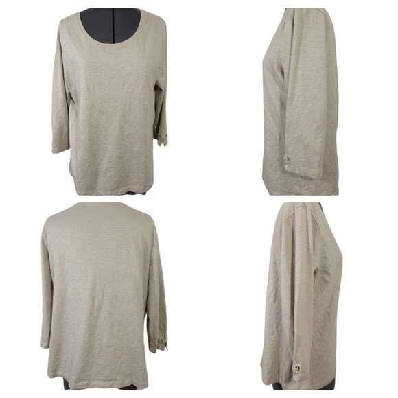Chico's women's natural roll tab and 3/4 sleeve casual top bundle size 2 / L - Picture 2 of 13